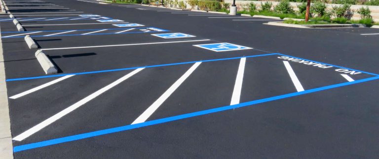 parking lot with new striping