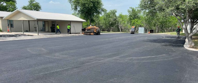asphalt parking lot being installed