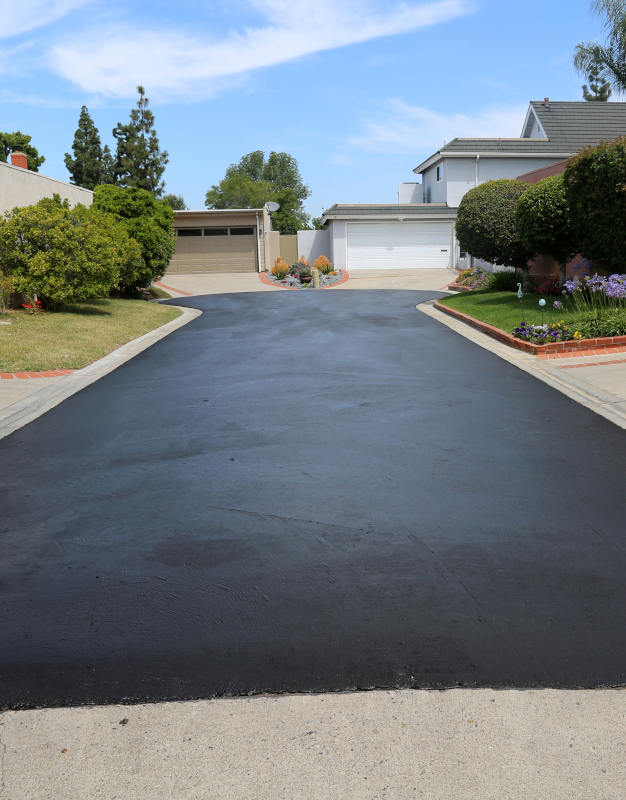 driveway with fresh sealcoating